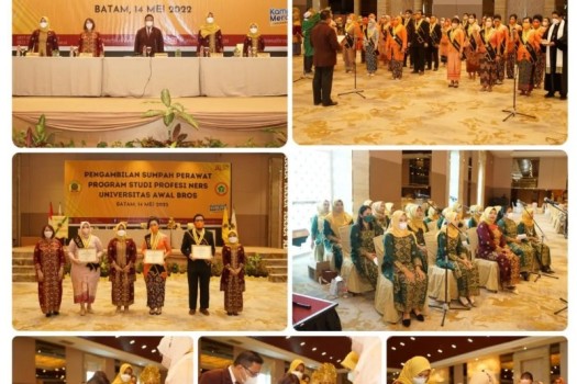 KETUA DPW PPNI PROVINSI KEPULAUAN RIAU AMBIL SUMPAH PROFESI PERAWAT LULUSAN PROGRAM STUDI PROFESI NERS FAKULTAS ILMU KESEHATAN UNIVERSITAS AWAL BROS